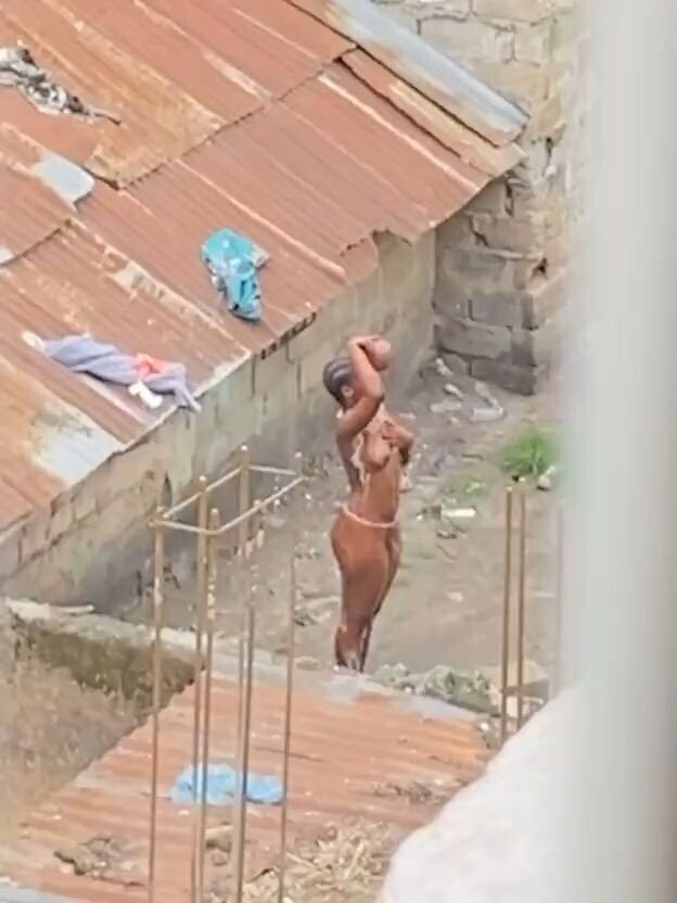 Caught on Camera Bathing Outside