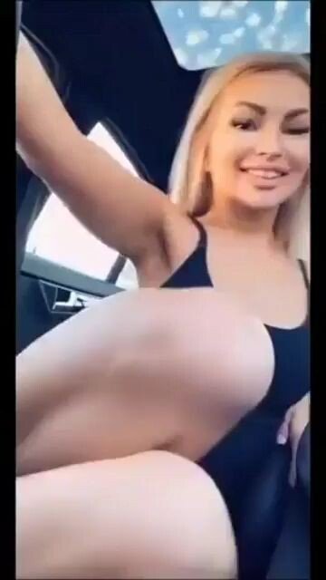 White girl dildoing in the car in Capetown
