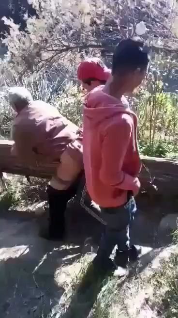 Teens taking turns fucking old woman