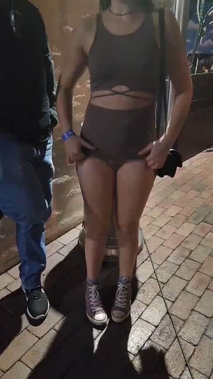 Bitch Flashing Pussy Outside the Club