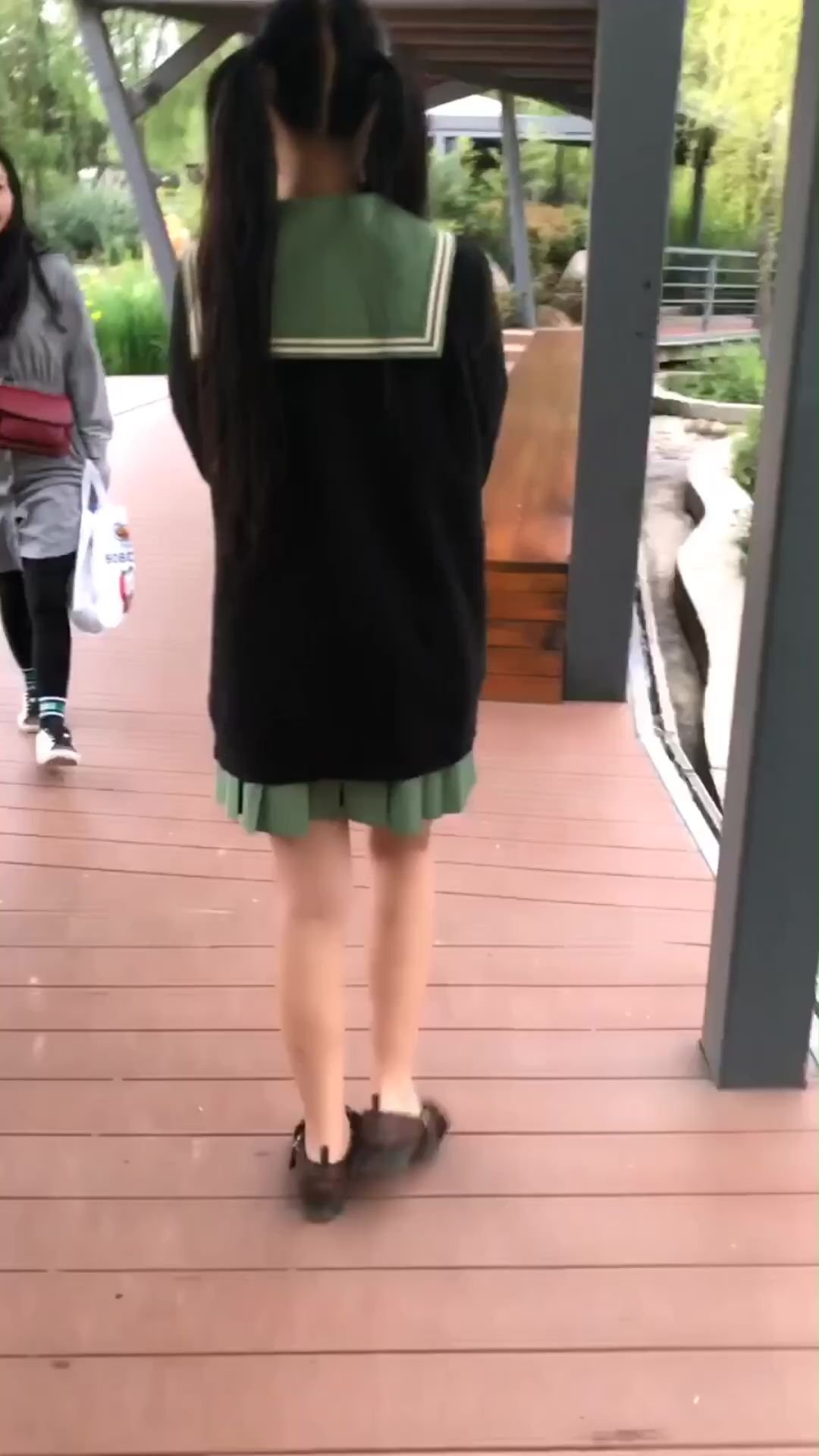 Asian Schoolgirl Plays with her Pussy in Public