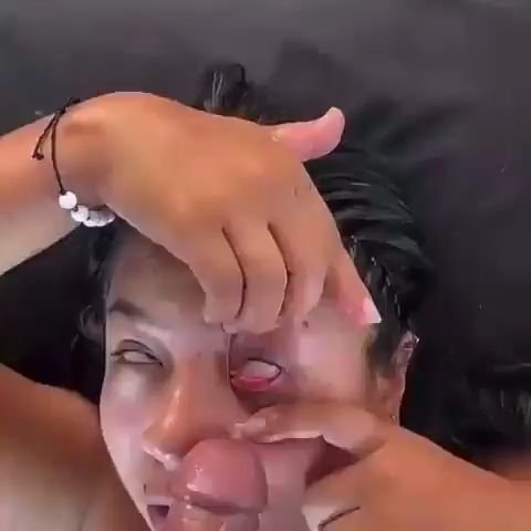 Cumming in her eye