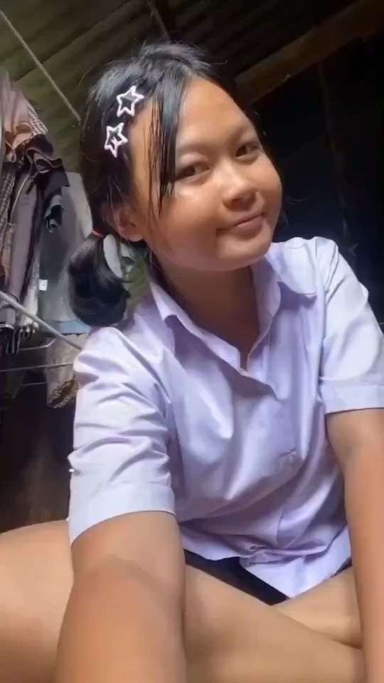 Schoolgirl shows off tight pussy part 1